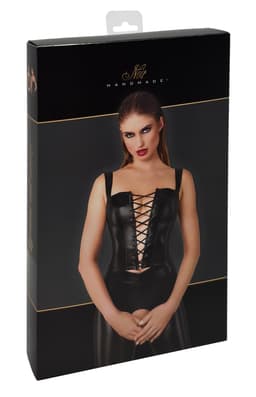 Noir Handmade F365 Lace-Up Corset Top in Schwarz, weitere Nahaufnahme des Materials