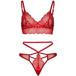 Leg Avenue G-String in Rot mit Riemchen-Cut-outs, Rückansicht des Sets