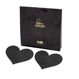 Bijoux Indiscrets Flash Black Heart Nippelpasties in Herzform, schwarz, Gesamtansicht