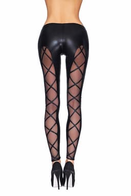 7Heaven Camiri Wetlook-Leggings in Schwarz, Gesamtansicht von vorne