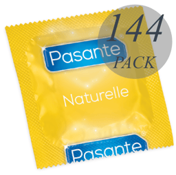 Pasante Naturelle Kondom mit konischer Form und Reservoirspitze in der Nahaufnahme