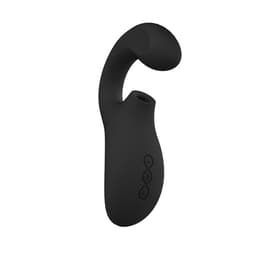 Lelo Enigma Schwarz, USB-Ladekabel und Zubehör in typischer Produktfoto-Perspektive