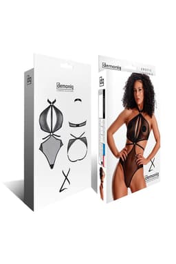 Demoniq LadyX Reyna Ouvert-Body, im Größenvergleich getragen