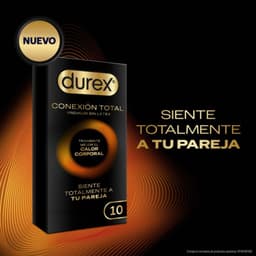 Durex Total Connection Kondompackung von der Rückseite mit Angaben zu Nitril und Nennbreite