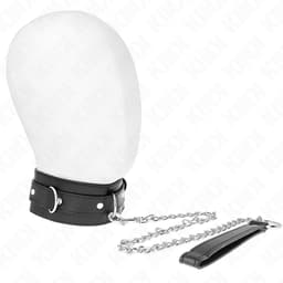 KINK Halsband mit rotem Riemen, Detailansicht der Naht am Riemen