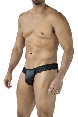 Cut4Men Jockstring aus Spitze in Schwarz, komplette Gesamtansicht von vorne