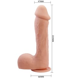 Baile Johnson Dildo von der Seite, geäderter Schaft im Detail