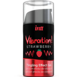 INTT Vibrationsgel Erdbeere, Flasche mit 15 ml Inhalt, Gesamtansicht