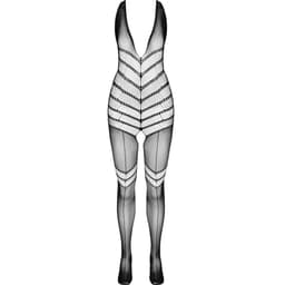 Passion BS100 Bodystocking aus elastischem Mesh flach liegend, komplette Schnittform erkennbar