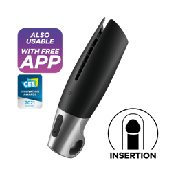 Satisfyer Power Masturbator in Schwarz aus Silikon in der Gesamtansicht