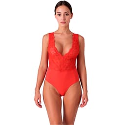 Passion Evalie Body in Schwarz mit tiefem V-Ausschnitt, Gesamtansicht von vorn
