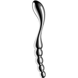 Satisfyer Star Force 1 Dildo aus Edelstahl, Gesamtansicht vor neutralem Hintergrund fotografiert