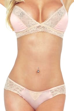 Provocative Une Illusion Dessous-Set im Detail, Rosa-Ecru – Dessous-Reizwäsche für Damen