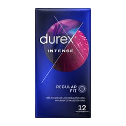Durex Intense Orgasmic Kondom mit gerippter und genoppter Oberfläche in der Nahaufnahme