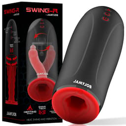 Jamyjob Swing-R Masturbator von der Seite mit roten Bedientasten im Detail