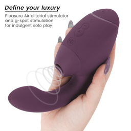 Womanizer Duo Next Klitoris- und G-Punkt-Stimulator in Dunkellila, 3D-Pleasure-Air-Öffnung in der Nahaufnahme