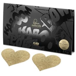Verpackung der Bijoux Indiscrets Flash Golden Heart Nippelabdeckungen in Gold