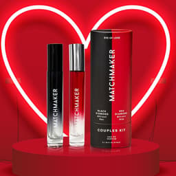 Eye of Love Matchmaker Pheromon-Parfum Set für Paare, geöffnete Geschenkverpackung mit beiden Flakons