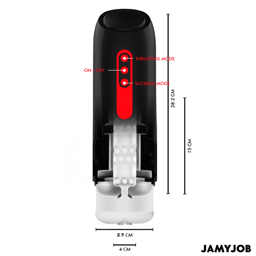 Produktverpackung des Jamyjob automatischer Masturbator Phantom in der Farbe Schwarz