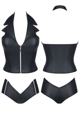 Demoniq Eva Dessous-Set in schwarz, Detailansicht des Verschlusses