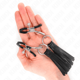 Kink Nippelklemme mit Kunstleder-Quaste geöffnet von der Seite