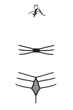 Passion Devil Collection Set in Schwarz, Rückenansicht mit Hakenverschluss im Detail