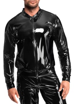 Noir Handmade Lack-Jacke, Nahaufnahme der gerippten Bündchen