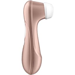 Bedientaste und LED-Anzeige des Satisfyer Pro 2 im Detail vor neutralem Hintergrund fotografiert