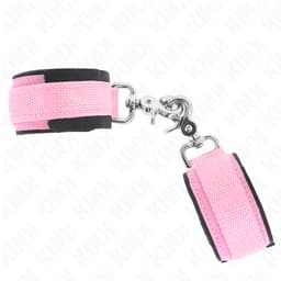 Kink Handgelenkfesseln in Rosa im Größenvergleich, verstellbar 22–34 cm