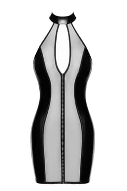 Noir Handmade Luxuria Crystal Sheer Minikleid, Ansicht der Saumlänge im Detail