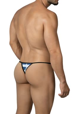 Cut4Men SPX Mini-Tanga im maritimen Sailor-Look mit Streifen in Blau-Weiß von hinten, Passform im Detail
