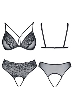 Demoniq Pola Dessous-Set in schwarz, Ansicht von hinten in voller Länge