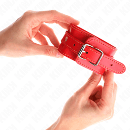 Kink Handgelenkfesseln in Rot im Größenvergleich, verstellbar 21–33 cm