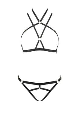 Passion Kelis Dessous-Set in Schwarz, Gesamtansicht aller Teile des Sets
