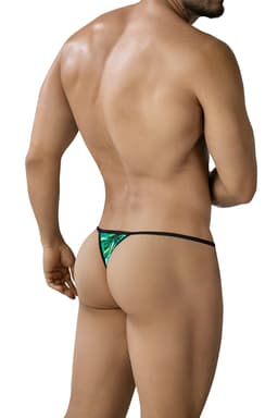 Cut4Men SPX Mini-Tanga mit buntem Tropical-Print von hinten, Passform im Detail