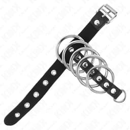 Kink Leder-Penisring flach ausgelegt, Lederband mit 21 cm Länge sichtbar