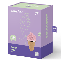 Satisfyer Sweet Treat Spinnator in Rosa im Größenvergleich in der Hand