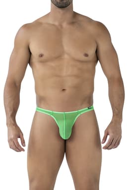 Cut4Men Brazilian-Thong aus durchsichtigem Netzmaterial, Farbvariante Türkis, Detailansicht des Netzmaterials