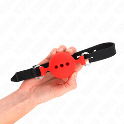 Kink – Ballknebel aus Vollsilikon, Kugel 4 cm – Rot / L (2 cm), Ansicht 12