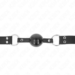 Kink Ballknebel mit Gurtverschluss im Detail, Nahaufnahme der Schnalle