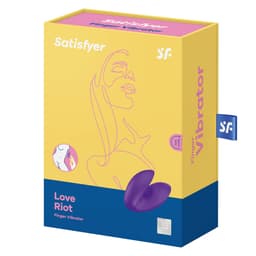 Verpackung des Satisfyer Love Riot Fingervibrators, Produktfoto vor neutralem Hintergrund