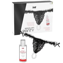 Verpackung des Intt Brazilian Panty Black Sets mit Produktangaben