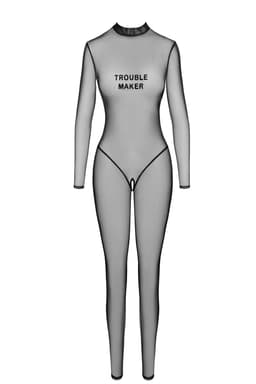 Noir Handmade Troublemaker Catsuit in Schwarz, Rückansicht mit erkennbaren Schnittdetails