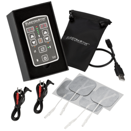ElectraStim Flick Duo EM80 Zweikanal-Elektrosex-Stimulator, Gesamtansicht in Schwarz