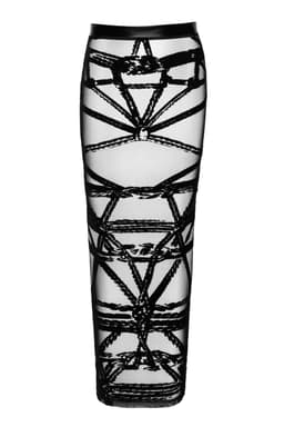 Noir Handmade F360 langer Rock in Schwarz, Detailansicht der Nähte und Verarbeitung