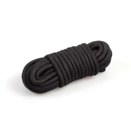 Secret Play Bondage-Seil in Schwarz aufgerollt, Gesamtansicht des 10-m-Seils