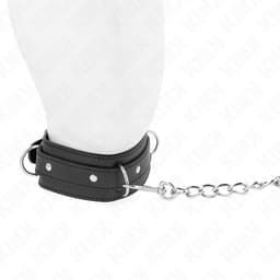 Kink Halsband mit Leine und drei Ringen, Schnallenverschluss und Verstellbereich im Detail