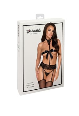Kissable Dessous-Set in Schwarz, Detailaufnahme der Passform im Taillenbereich
