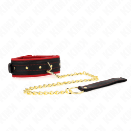 Kink Halsband mit Stoffleine flach ausgelegt, gesamte Länge sichtbar
