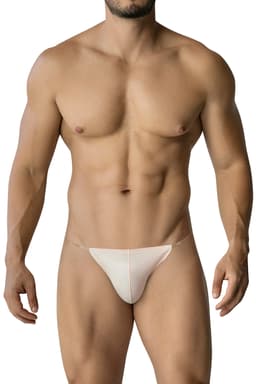 Cut4Men Seamless Mini Brief Slip in Beige, Rückansicht mit erkennbaren Schnittdetails